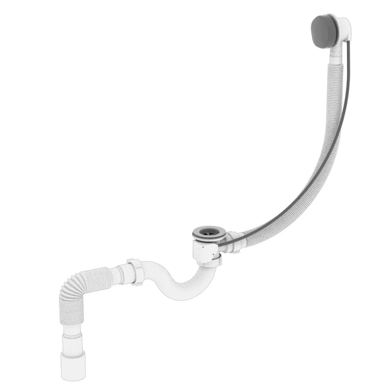 Kronoplast Сифон для ванни прямоточний 40/50 напівавтомат з переливом та тросом 580 мм (SV27400733)