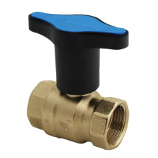 HERZ Кран шаровой ВР-ВР с пластиковой ручкой (синяя), PN=25. Корпус из кованой DZR латуни, согласно EN 12420., 1/2". 1220651