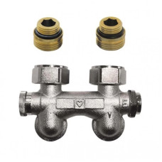 HERZ Узел подключения -3000, с регулируемым байпасом с сливом справа и наполнением, с возможностью закрытия, подключение радиатора Rp 1/2", угловой 1306622.