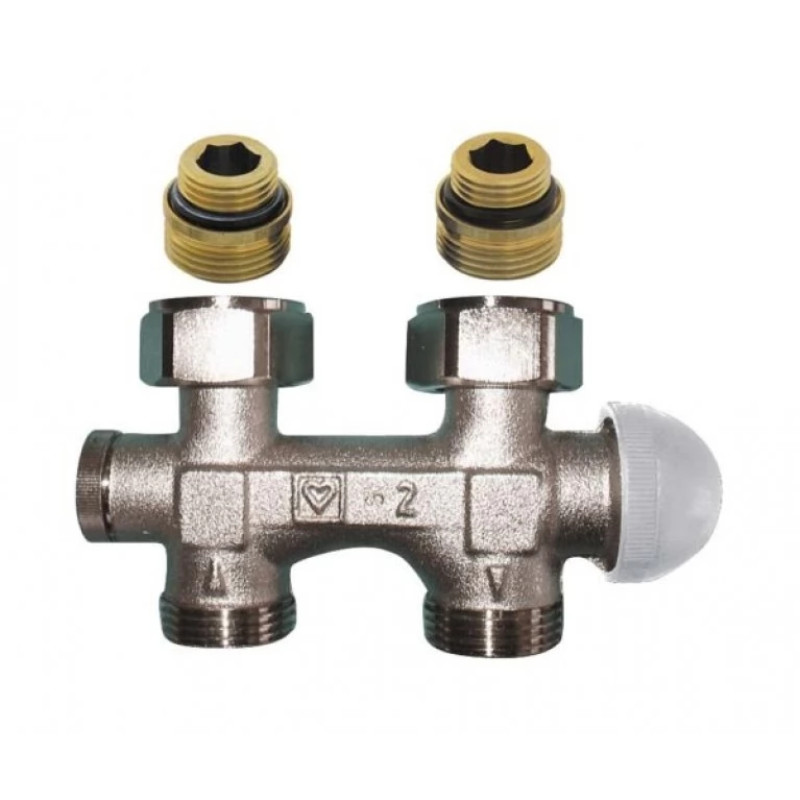 HERZ Узел подключения -3000 с встроенным термостатическим клапаном, проходной, для двухтрубных систем. 1379891