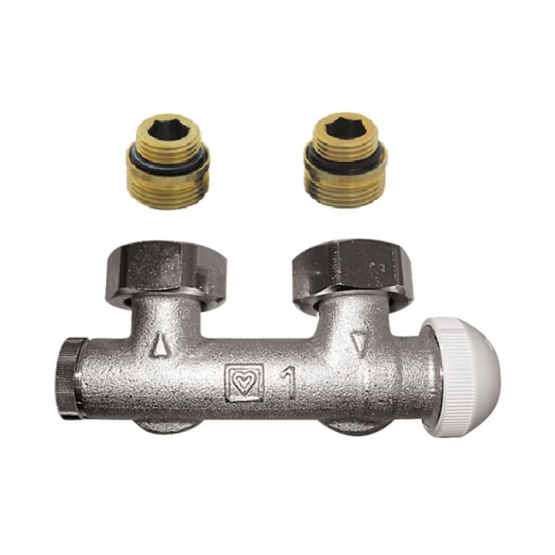 HERZ Узел подключения -3000 TS с встроенным термостатическим клапаном, подключение к радиатору Rp 1/2, подключение к трубе G 3/4, угловой 1379492.