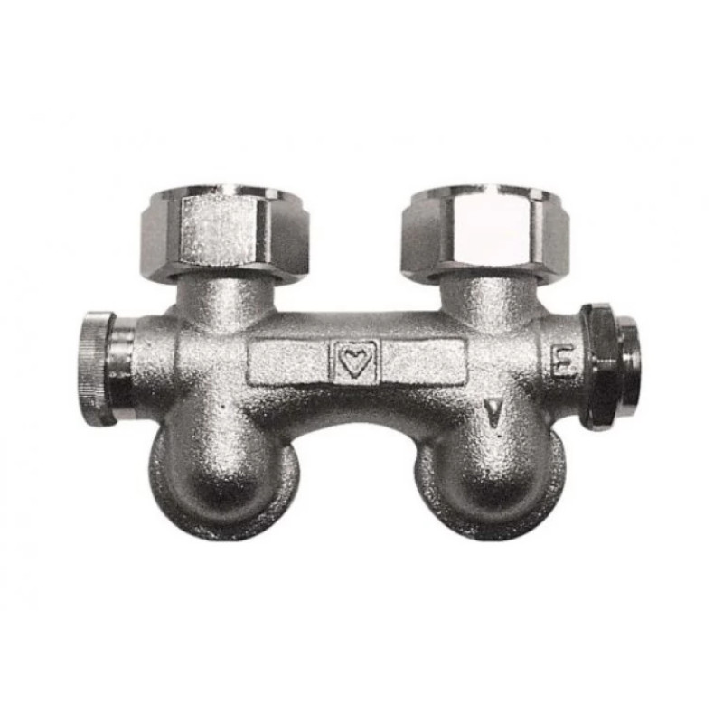 HERZ Узел подключения -3000 с регулируемым байпасом с сливом справа и наполнением, с возможностью закрытия, подключение радиатора G 3/4", угловой 1306621.