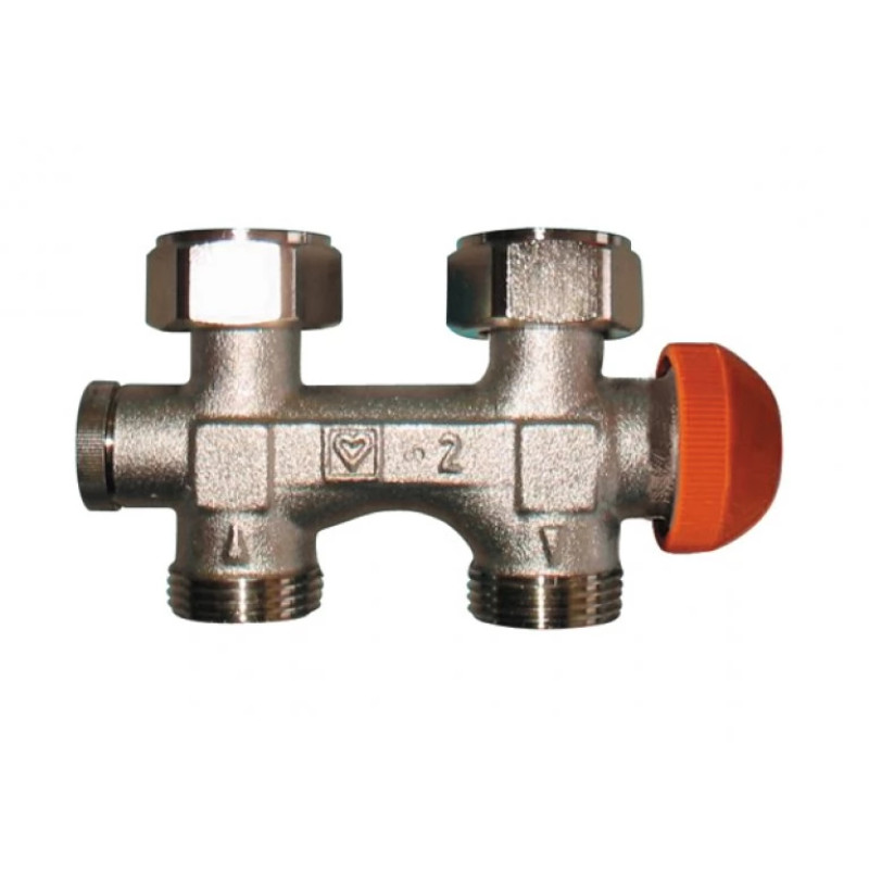 HERZ Узел подключения -3000 TS с встроенным термостатическим клапаном с функцией предварительной настройки, подключение к радиатору G 3/4, подключение к трубе G 3/4, проходной 1369191.