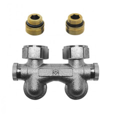 HERZ Узел подключения -3000 с фиксированным байпасом с двусторонним сливом и наполнением, с возможностью закрытия, подключение радиатора Rp 1/2", угловой 1316612.