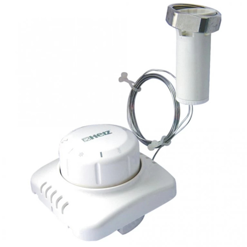 HERZ Термостатическая головка -DESIGN "D" с выносным управлением для полускрытого монтажа в стене, с защелкой. Длина капиллярной трубки 5000 мм. 1935599