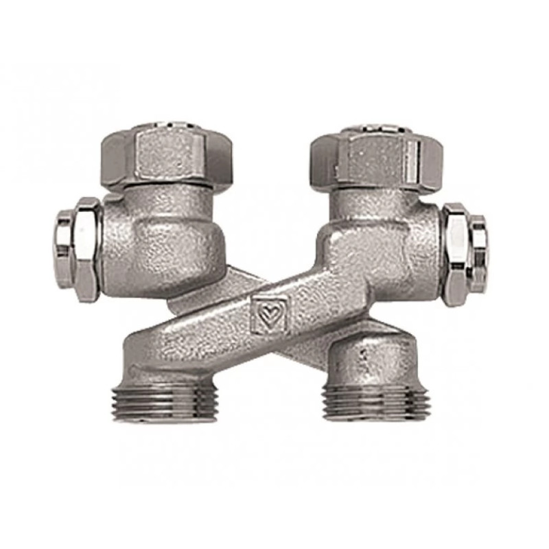 HERZ Перекресток в форме "X". С возможностью перекрывания, слива и заполнения. Межцентровое расстояние 50 мм 1340434