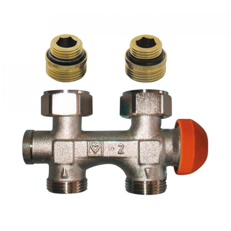 HERZ Узел подключения -3000 TS с встроенным термостатическим клапаном с функцией предварительной настройки, подключение к радиатору Rp 1/2, подключение к трубе G 3/4, проходной 1369291.