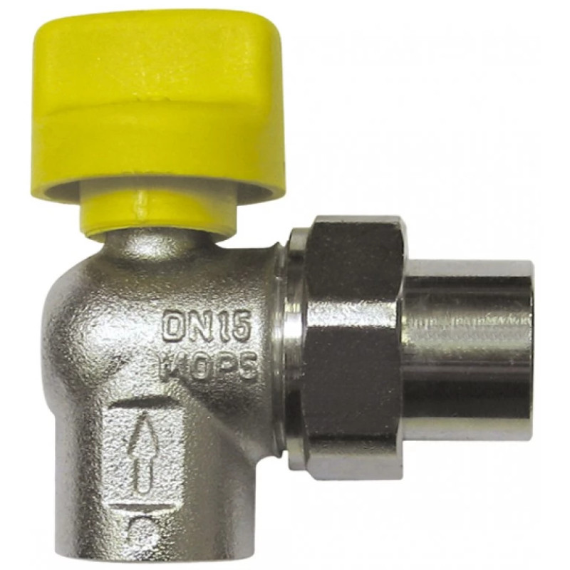 HERZ Шаровой кран для подключения газового оборудования, ВР-штуцер под приварку (накидная гайка с коническим уплотнением), угловой- 2363.DN 15 1236321