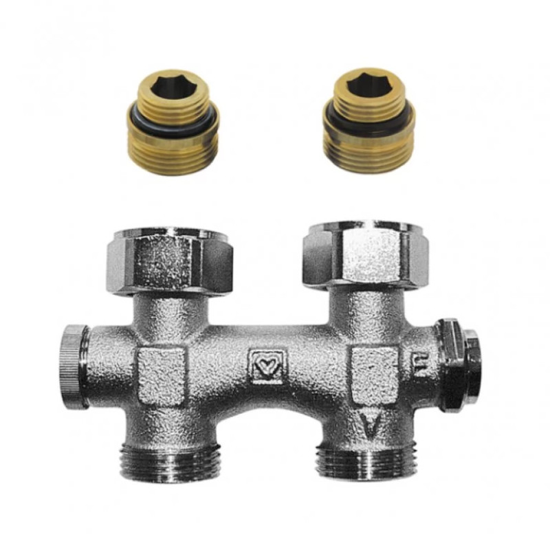 HERZ Узел подключения -3000 с фиксированным байпасом с сливом и наполнением, с возможностью закрытия, подключение радиатора Rp 1/2", проходной 1316602.