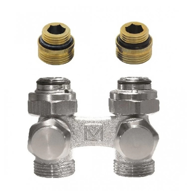 HERZ Узел подключения -3000 с возможностью закрытия, управления спереди, подключения радиатора, Rp 1/2, проходной / RL 5 1396602