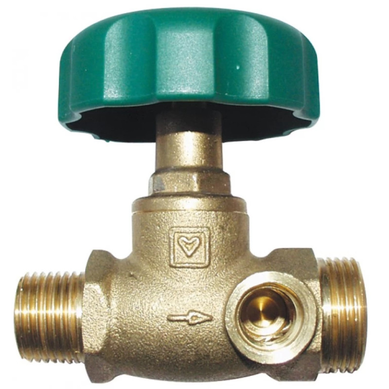 HERZ Вентиль запорный, STROMAX-4215 AW с прямым шпинделем, внешняя резьба х внешняя резьба с плоским уплотнением, два отверстия, одно отверстие закрыто заглушкой, DN 15 2421520