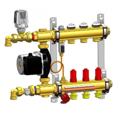 HERZ COMPACTFLOOR light. 12 отвода.. Готов к монтажу Модуль регулировки для напольного отопления, подключения слева, с регулирующим клапаном RL 5 и последовательной схемой подключения насоса. 3F53332