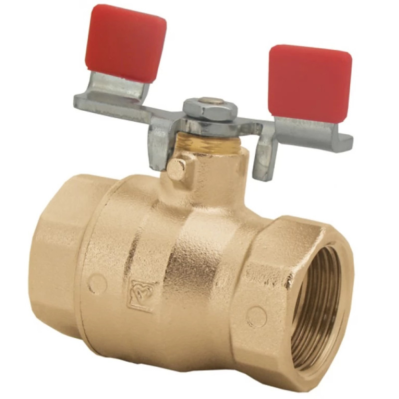 HERZ Кран шаровой ВР-ВР, с ручкой "бабочка" (оцинкованная сталь), PN=25. Корпус из кованой DZR латуни, согласно EN 12420., 1 1/4". 1220634