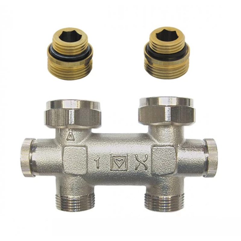 HERZ Узел подключения -3000 TP с байпасом, подключение к радиатору Rp 1/2, подключение к трубе M 22 x 1.5, проходной 1316632