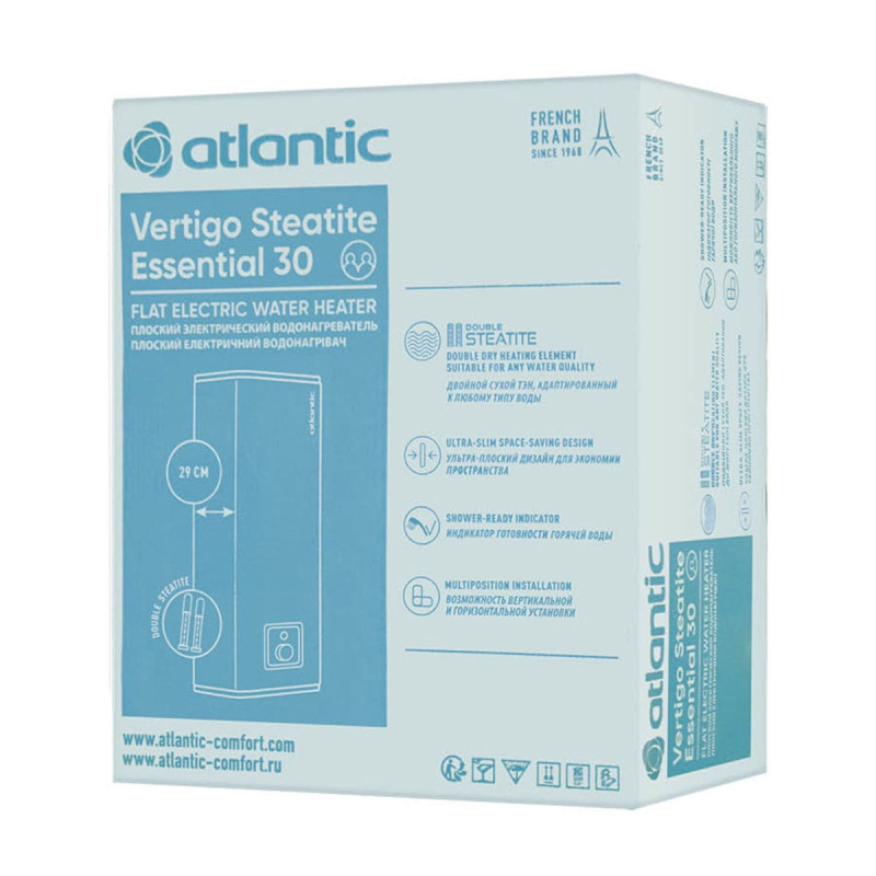 Atlantic Водонагрівач (бойлер) електричний Vertigo Steatite Essential 30 MP-025 2F 220E-S (1000W) (821462)