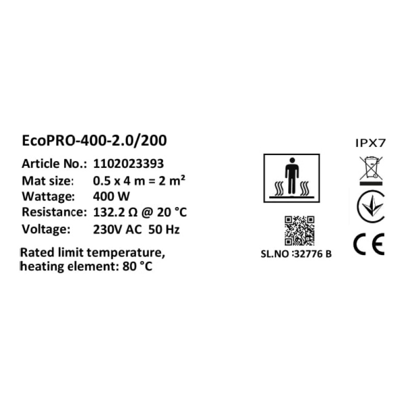 Мат нагрівальний в комплекті Atlantic Nevada Profi EcoPRO-400-2.0/200 W/m2