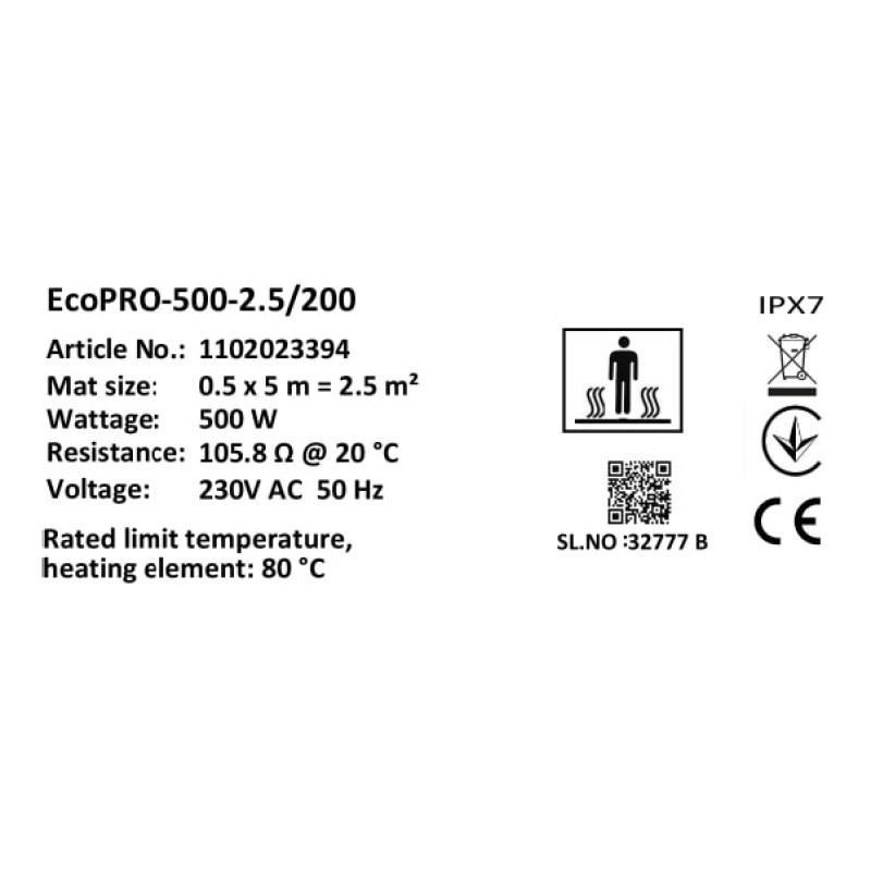 Мат нагрівальний в комплекті Atlantic Nevada Profi EcoPRO-500-2.5/200 W/m2