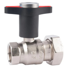 HERZ Кран кульовий для насосів 122293Х з Т-подібною рукояткою та термометром, ВР х ВР, DN32 1222934