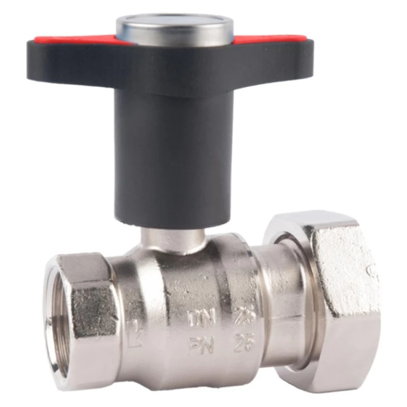 HERZ Кран кульовий для насосів 122293Х з Т-подібною рукояткою та термометром, ВР х ВР, DN32 1222934