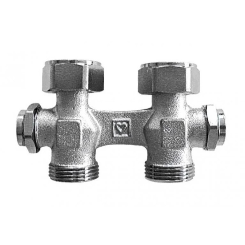 HERZ Узел подключения -3000 с двусторонним сливом и наполнением, с возможностью закрытия, подключение радиатора G 3/4", артикул 1346601