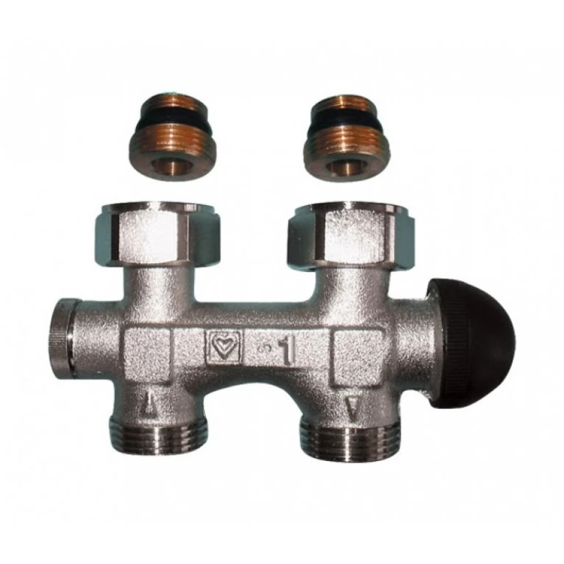 HERZ Узел подключения -3000 с байпасом, с встроенным термостатическим клапаном, проходной, для однотрубных систем. 1379892