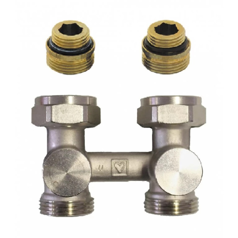 HERZ Узел подключения -3000 с возможностью закрытия, управления спереди, подключения радиатора, Rp 1/2", проходной 1376622