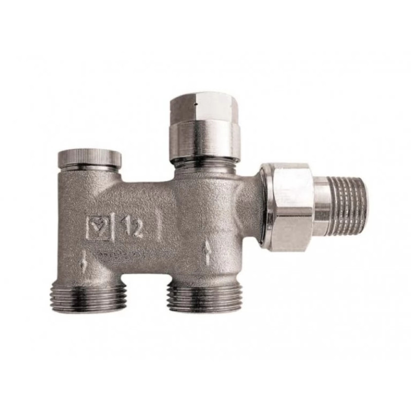 HERZ Узел подключения -2000 для однотрубных систем, с возможностью перекрытия. Подключение к радиатору Rp 1/2, подключение к трубе М 22 х 1.5 1717401.