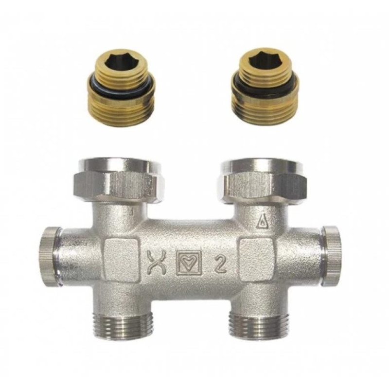 HERZ Узел подключения -3000 TP с байпасом, подключение к радиатору Rp 1/2, подключение к трубе M 22 x 1.5, артикул 1326632.