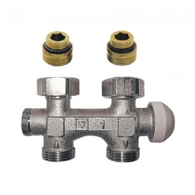 HERZ Узел подключения -3000 TS, с встроенным термостатическим клапаном, подключение к радиатору Rp 1/2, подключение к трубе G 3/4, проходной 1379292.