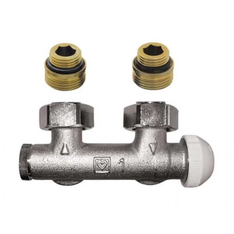 HERZ Узел подключения -3000 с встроенным термостатическим клапаном, угловой, для двухтрубных систем*). Rp 1/2 x G 3/4 1379991