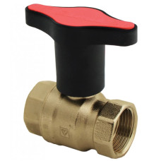 HERZ Кран шаровой ВР-ВР с пластиковой ручкой (красная), PN=25. Корпус из кованой DZR латуни, согласно EN 12420., 1/2". 1220641