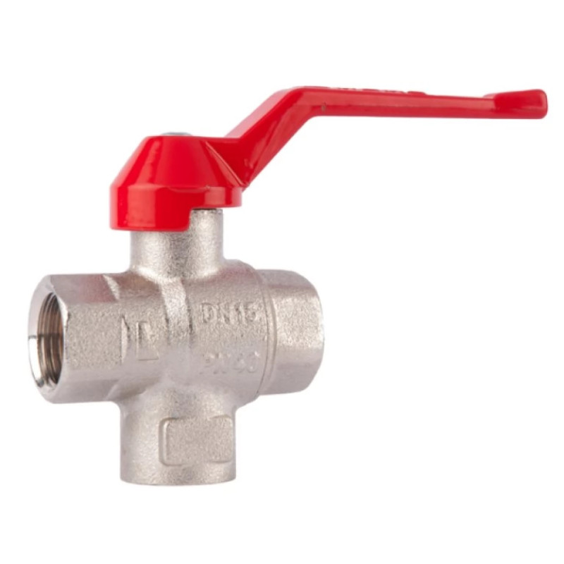 HERZ Кран шаровой переключающий. Корпус из штампованной латуни согласно DIN 17660, никелированный.DN 15 1241201