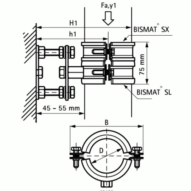 Walraven Устойчивое крепление BISMAT 1000 D 125 мм/Dn 125 3363125