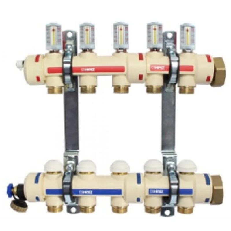 HERZ Распределитель для пола отопления/охлаждения UNI-MINI, с расходомерами 6 л/мин. 4 отвода 1873304