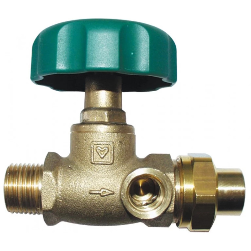 HERZ Вентиль запорный, STROMAX-4215 AW с прямым шпинделем, наружная резьба х наружная резьба + соединитель под пайку 6236, два отверстия, одно отверстие закрыто заглушкой, DN 25 2421523