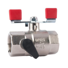 HERZ Кран шаровой ВР-ВР, с ручкой "бабочка". Корпус из кованой латуни по DIN 17660, никелированный. Размер-32. 1240214