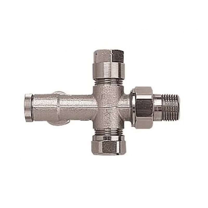 HERZ Узел подключения -2000 для однотрубных систем, с возможностью перекрытия. Подключение к радиатору Rp 1/2, подключение к трубе G 3/4, угловой 1718714.