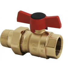 HERZ Кран кульовий ВР-ЗР (рознімне з'єднання з накидною гайкою), з ручкою "метелик", PN=16. Корпус з кованої DZR латуні, згідно EN 12420., 1/2". 1221611