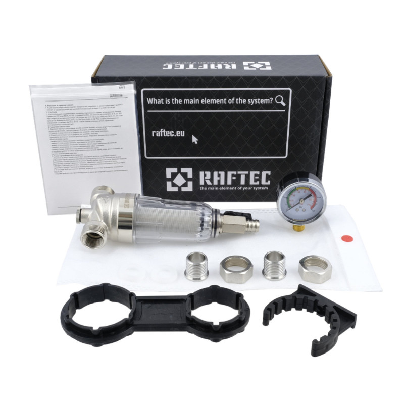 Raftec Самопромывочный фильтр с манометром 1/2" RMCF01