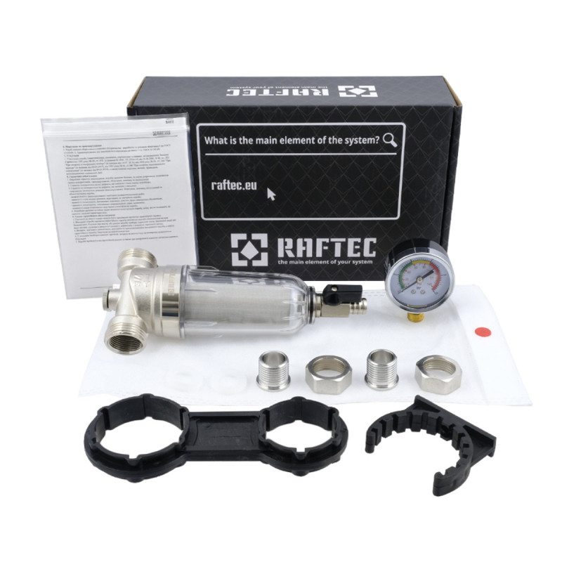 Raftec Самопромывочный фильтр с манометром 3/4" RMCF02