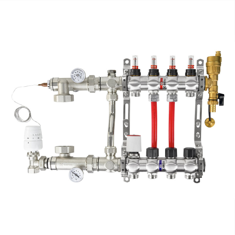 Коллектор с расходомерами Raftec STEEL 1"х4