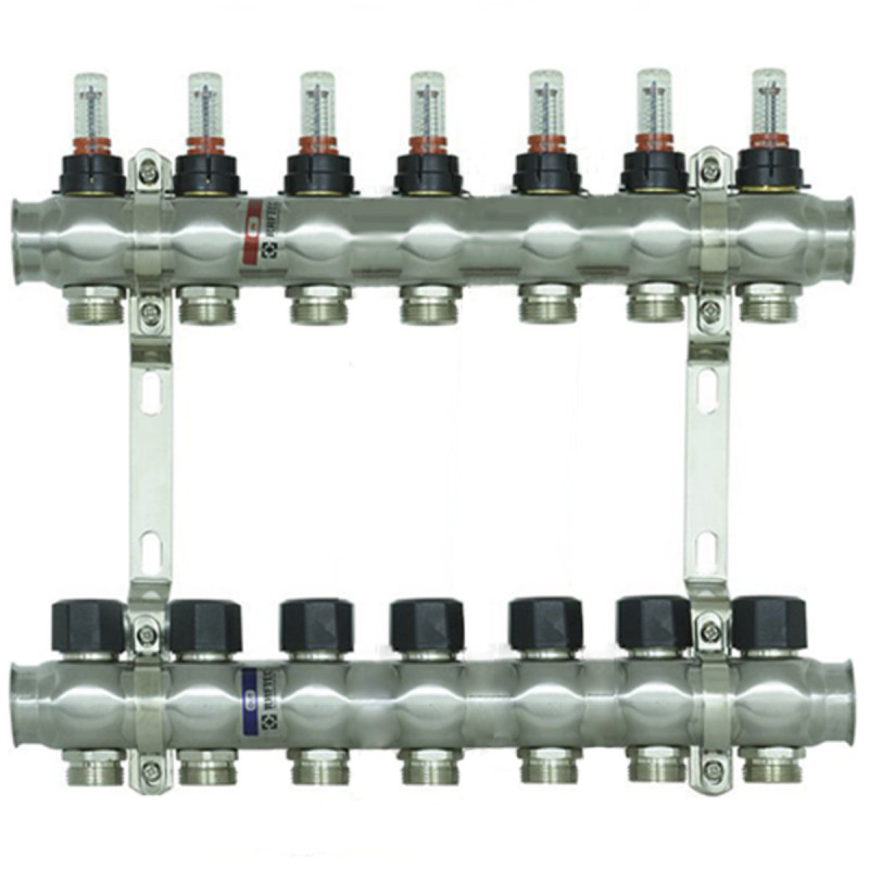 Коллектор с расходомерами Raftec STEEL 1"х7 RC03-07