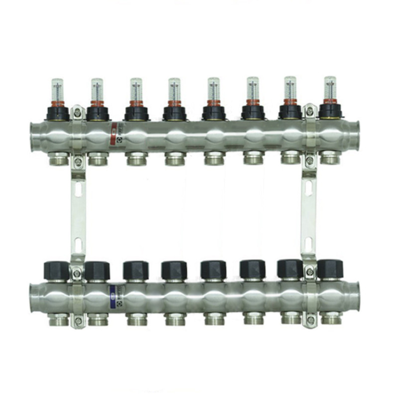 Коллектор с расходомерами Raftec STEEL 1"х8 RC03-08