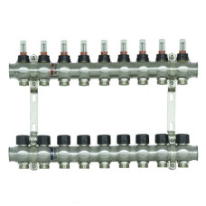 Коллектор с расходомерами Raftec STEEL 1"х9 RC03-09