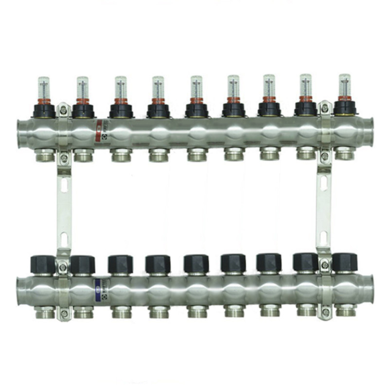 Коллектор с расходомерами Raftec STEEL 1"х9 RC03-09
