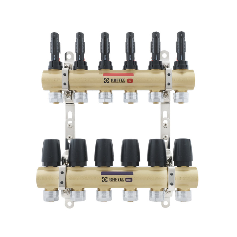 Коллектор с расходомерами Raftec GOLD 1"х6 LCR-1.6