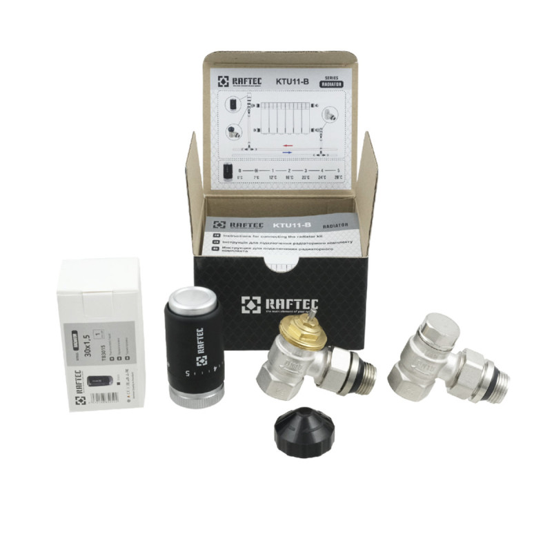 Raftec Термостатический комплект M30 угловой 1/2" KTU11-B черный