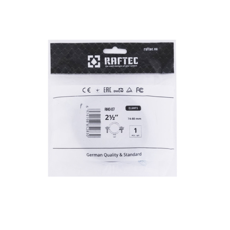 Raftec Хомут трубный (гайка (М8+10)+шуруп) 2 1/2" (74-80) RHO-7480