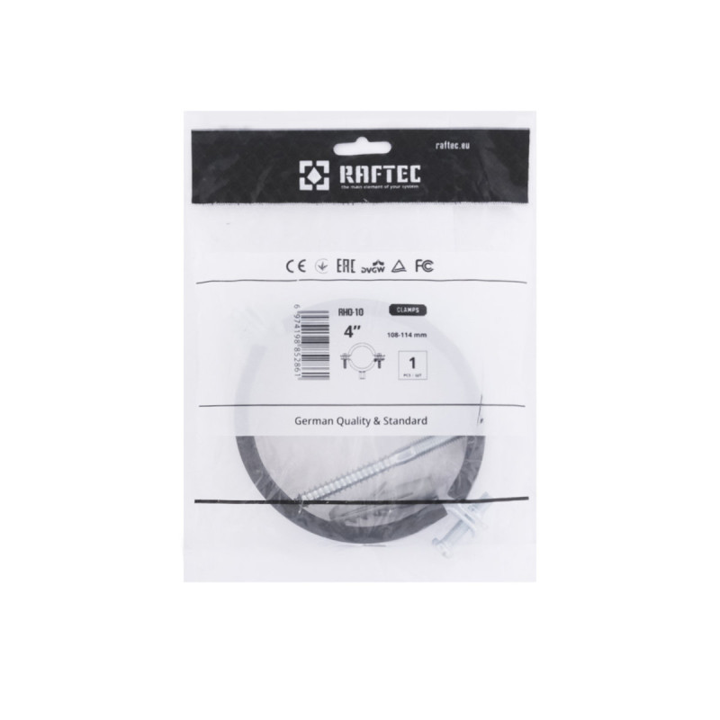 Raftec Хомут трубный (гайка (М8+10)+шуруп) 4" (108-114) RHO-108114