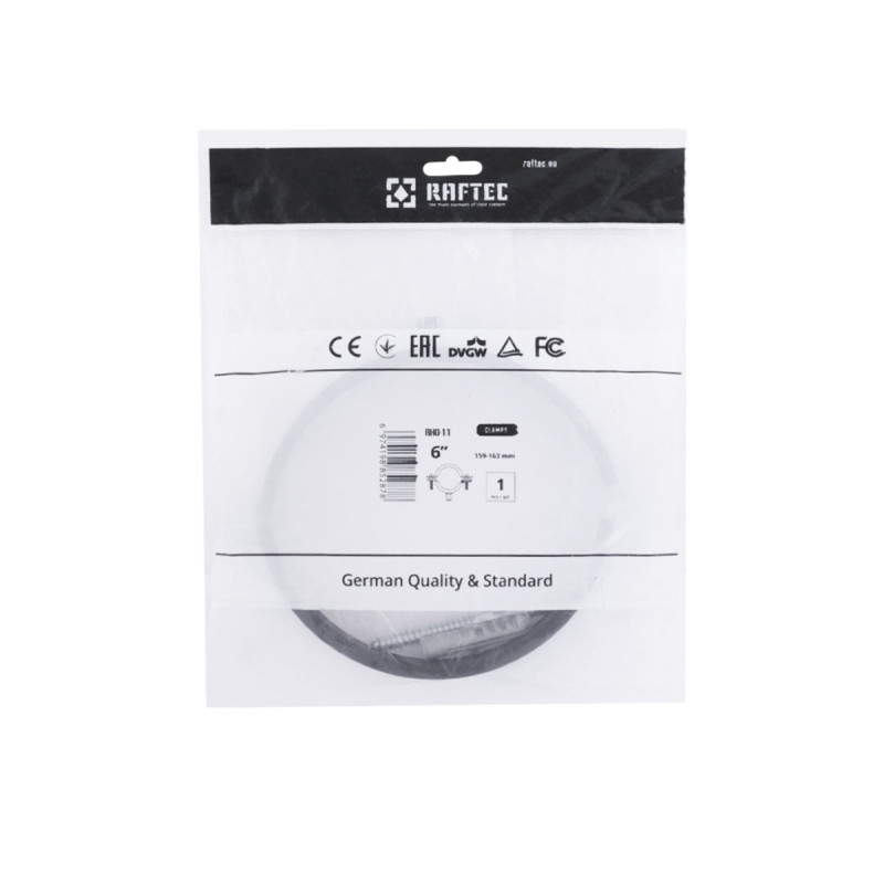 Raftec Хомут трубный (гайка (М8+10)+шуруп) 6" (159-163) RHO-159163